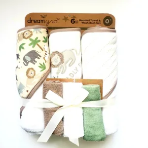 3 PK Hooded Bath Towel & Washcloth Set